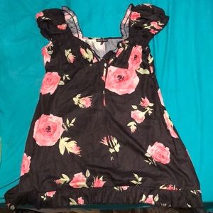 Black Slip Dress with Roses